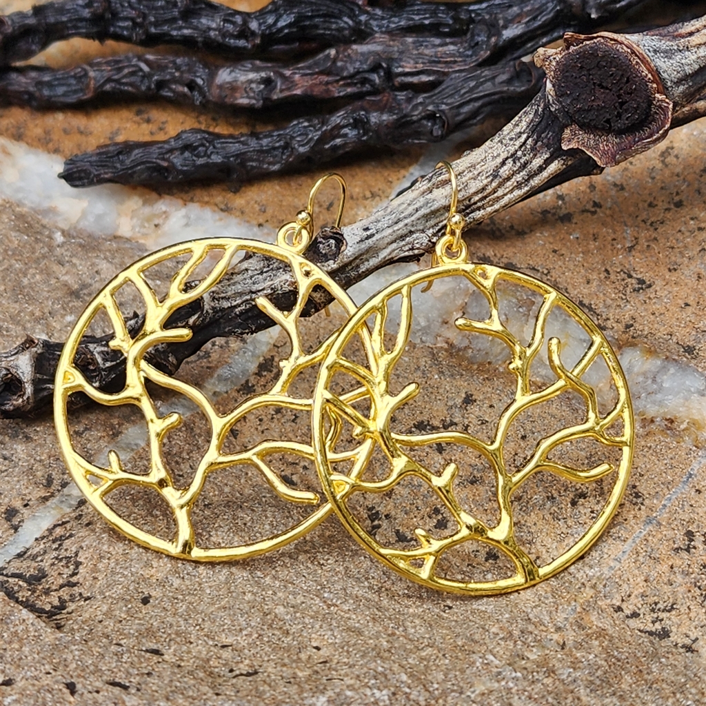 Johnny Was Teresa Tree Boho Jewelry Lightweight 14k Gold Plated Earrings